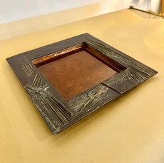 Bronze Modernist Large Square Bowl Sculpture, Signed Del Campo - Italy