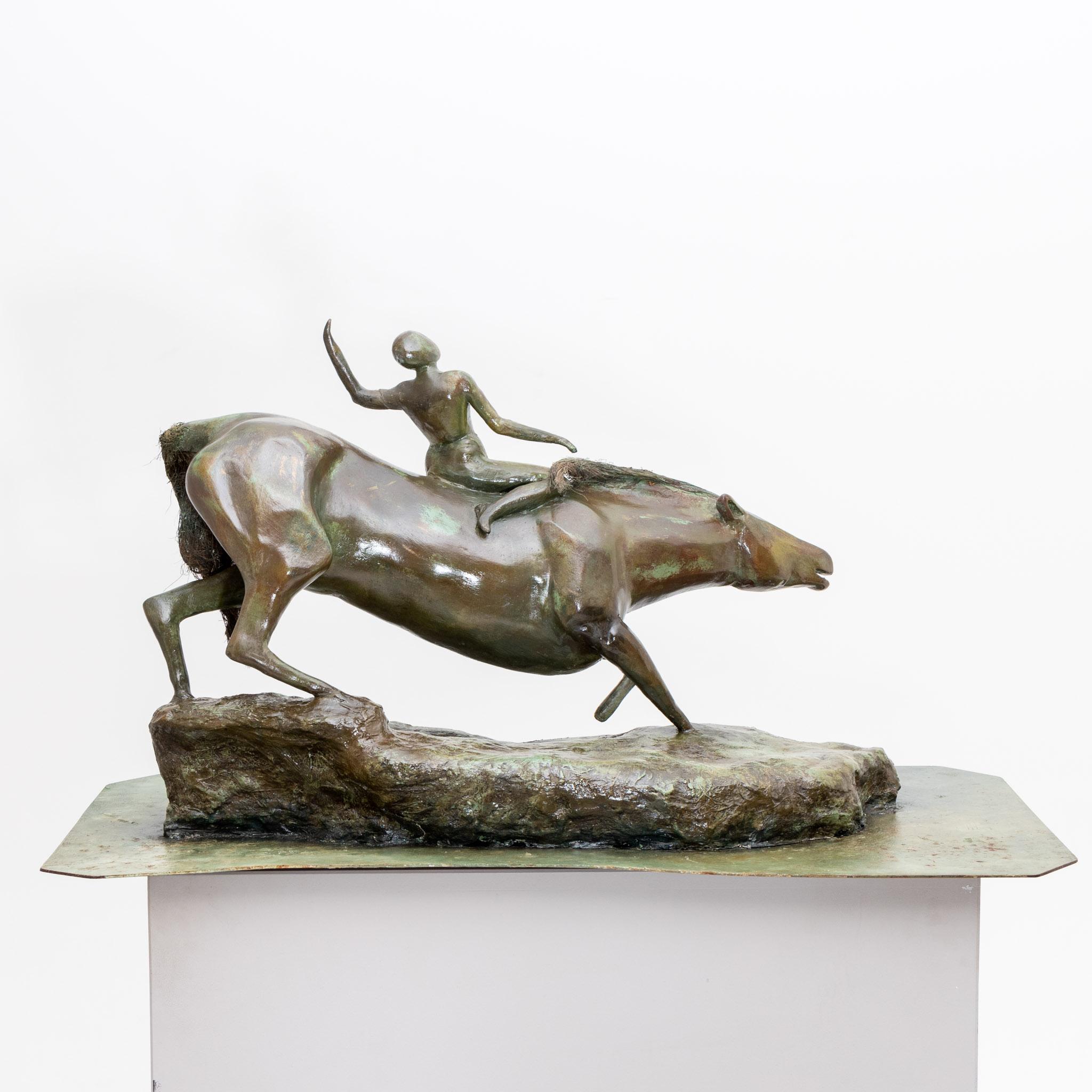 Bronzed Bronze Modernist Plaster Sculpture, Probably France, Mid-20th Century For Sale