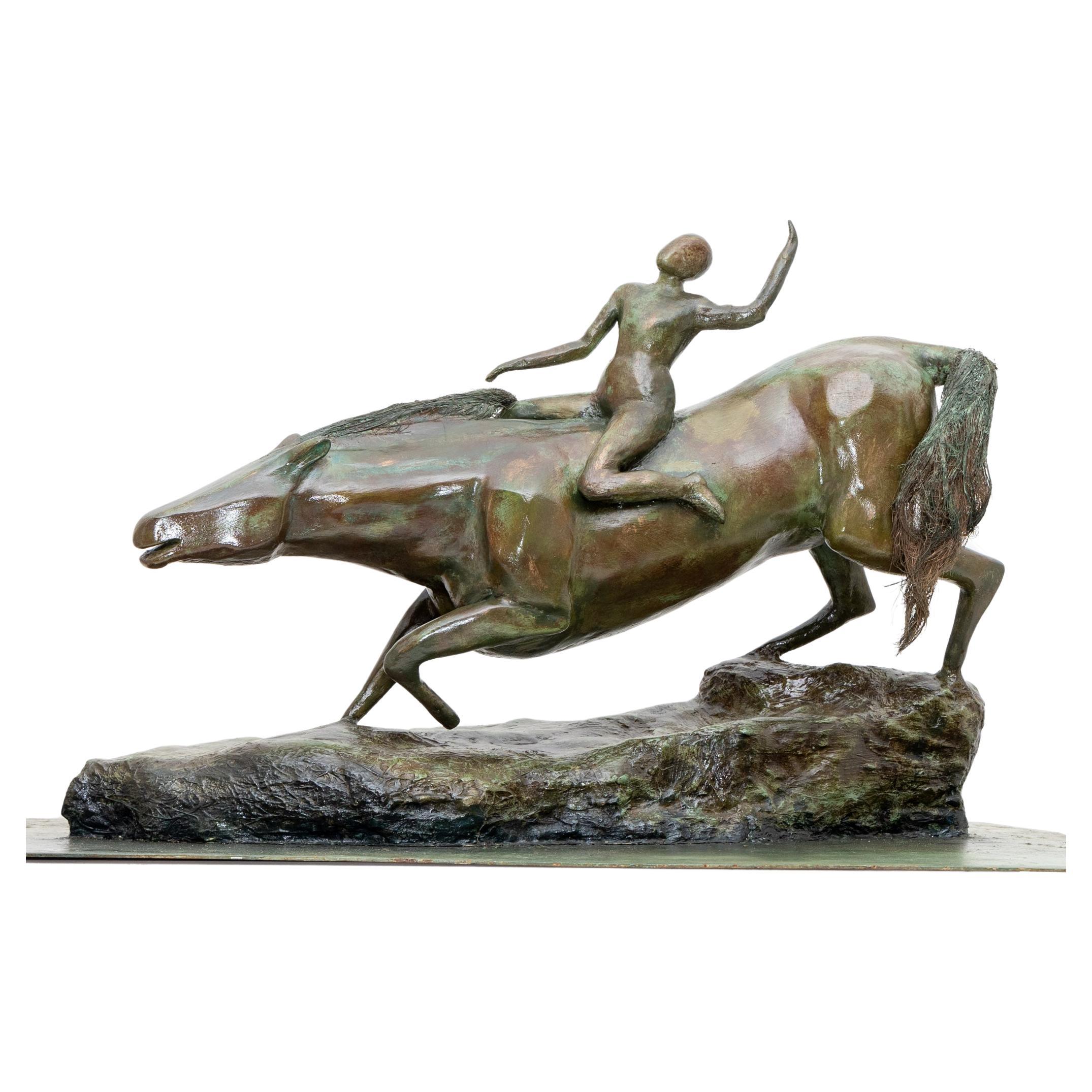 Sculpture moderniste en plâtre en bronze, probablement France, milieu du 20e siècle