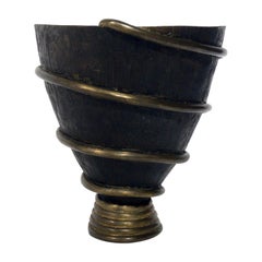 Vintage Bronze Modernist Vase Attributed to Garouste and Bonetti