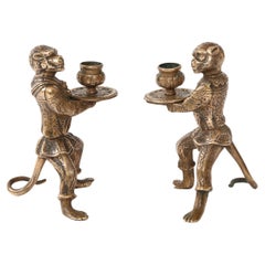 Bronze Monkey Candle Holders