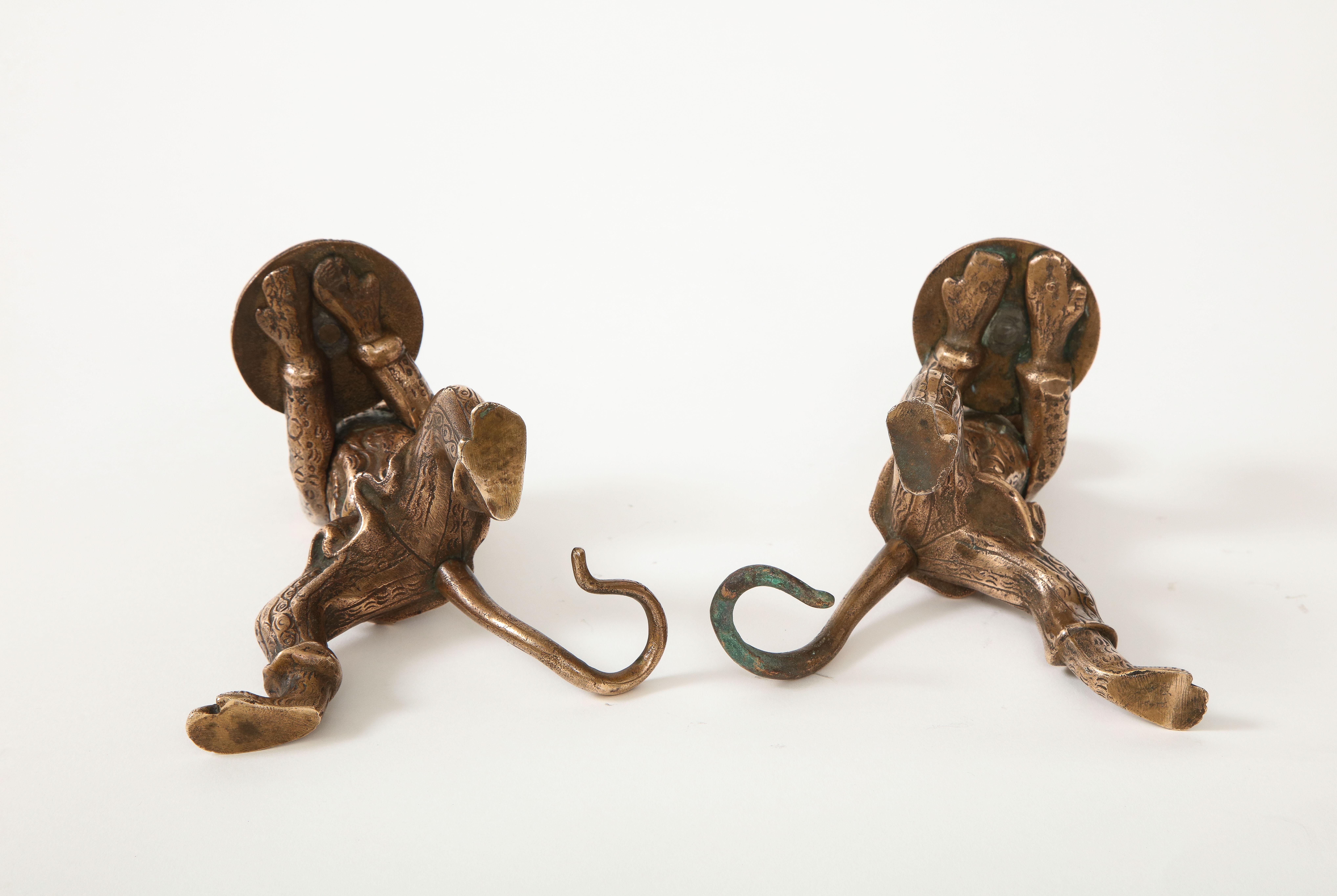 Bronze Monkey Candle Holders In Good Condition In New York, NY