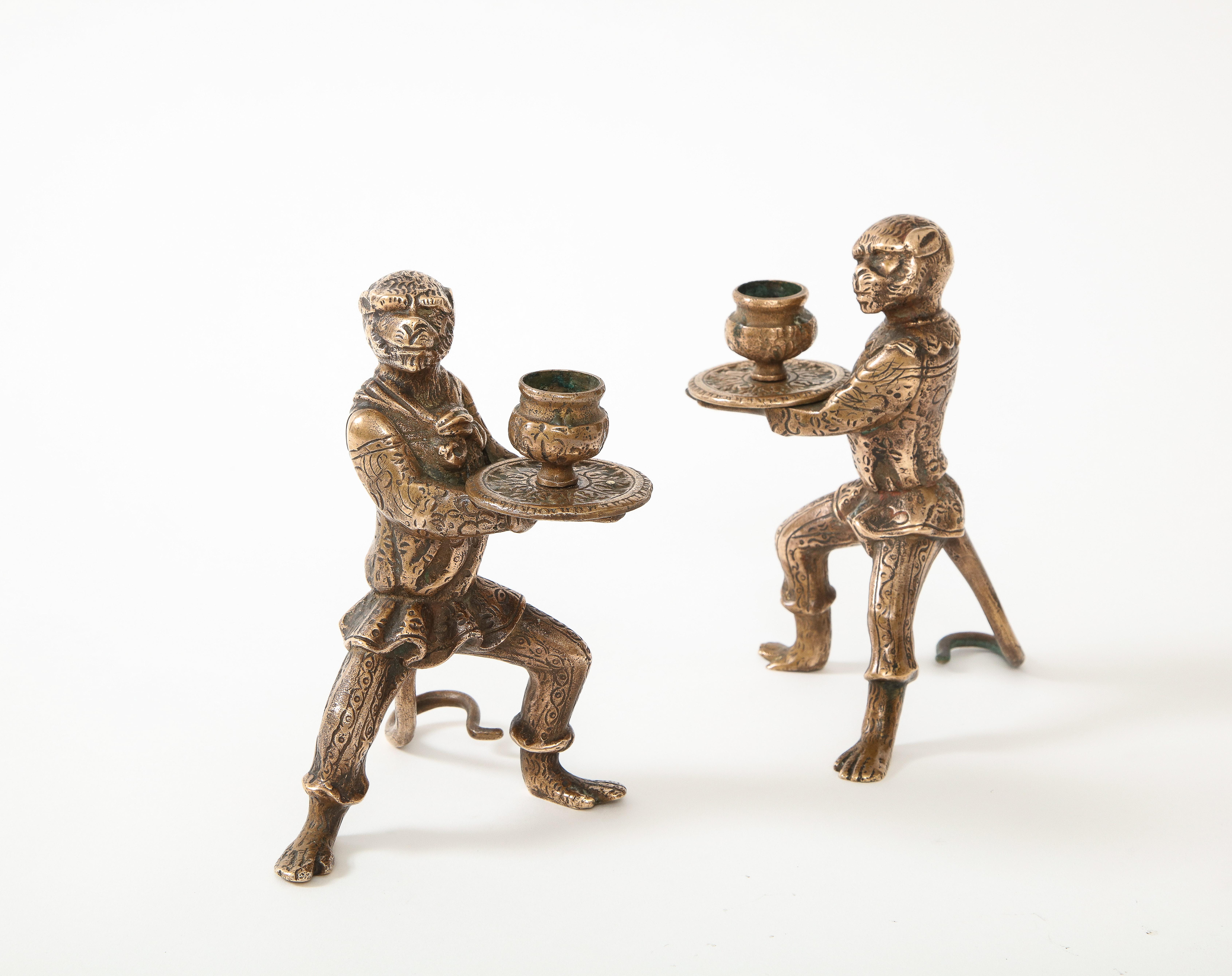 Bronze Monkey Candle Holders 1