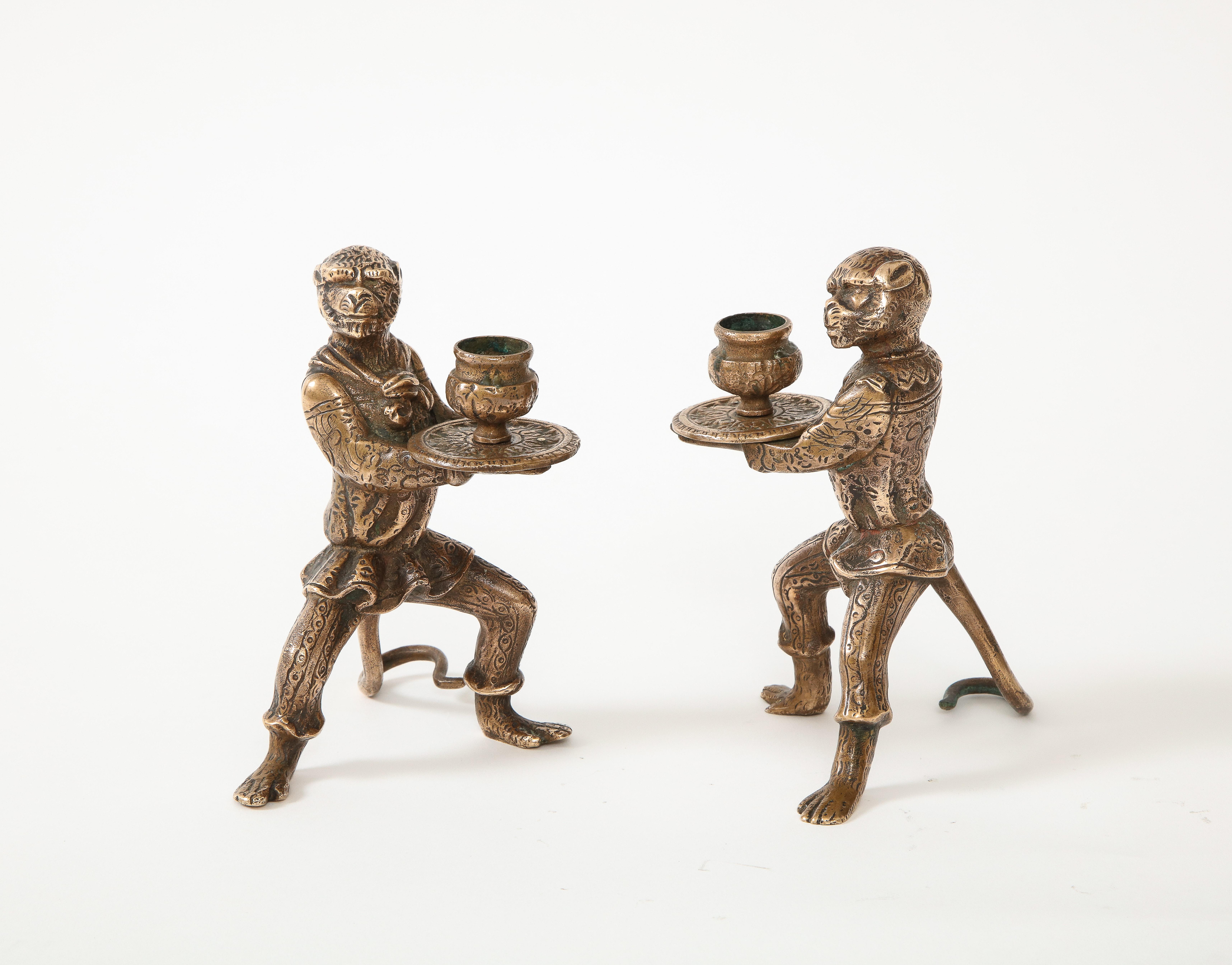 Bronze Monkey Candle Holders 2