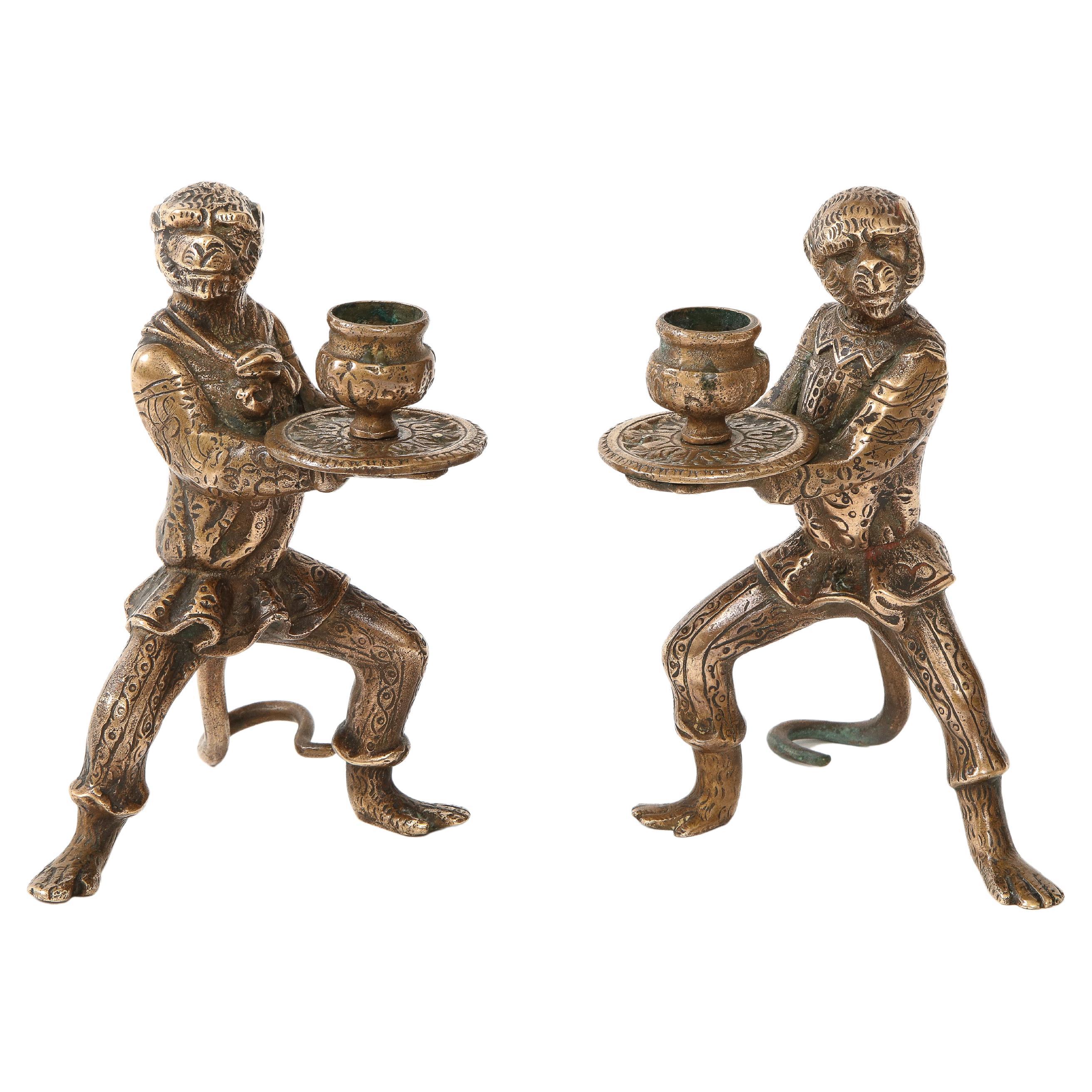 Bronze Monkey Candle Holders