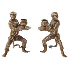 Vintage Bronze Monkey Candle Holders