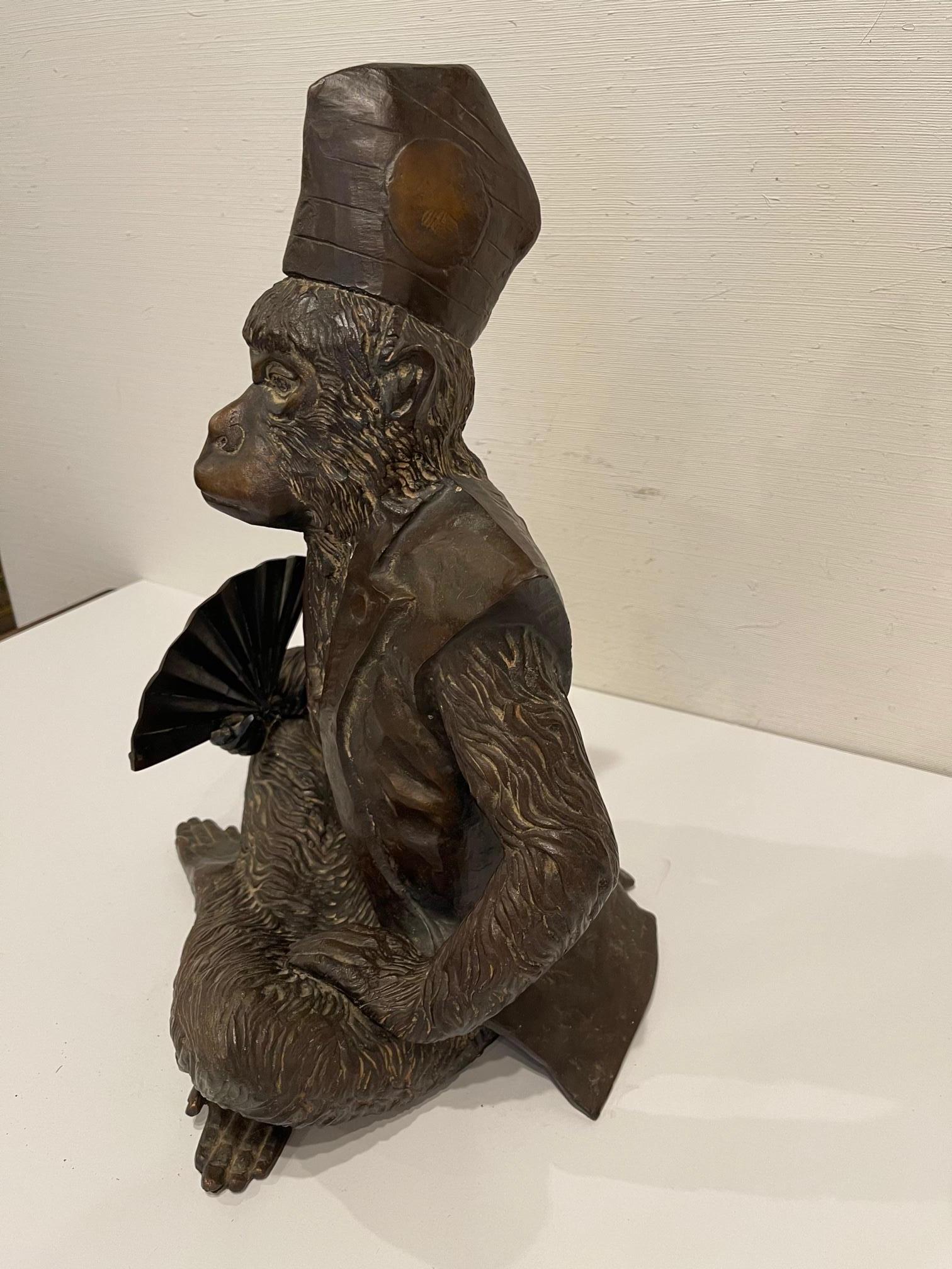 Bronze Monkey Emperor Holding a Fan, 20th Century 4
