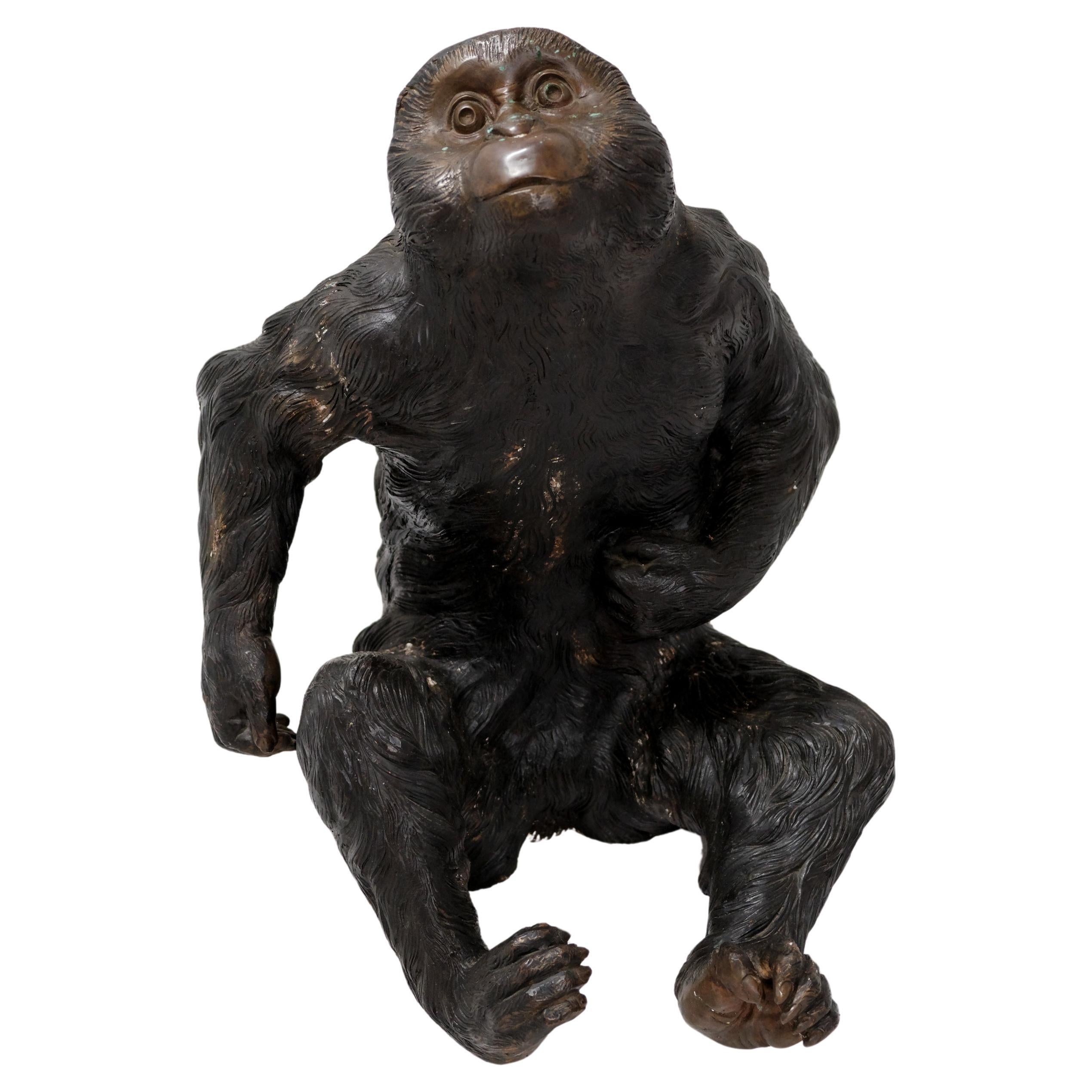 Bronze Monkey Sculpture MCM Artist Unknown
