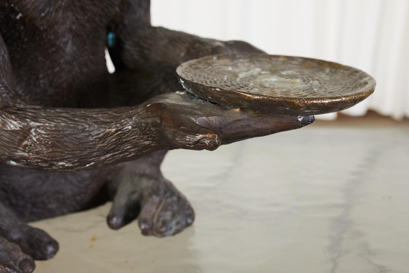 Bronze Monkey Sculpture with Dish 4