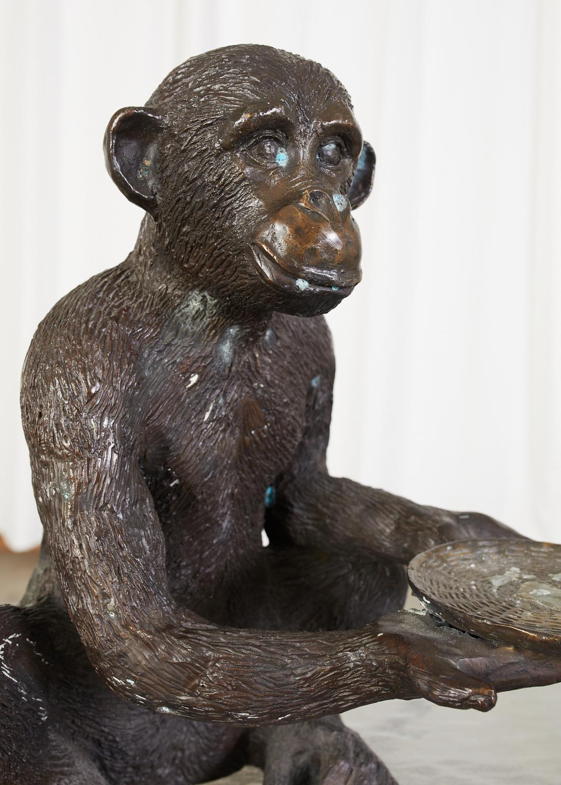 Bronze Monkey Sculpture with Dish 8