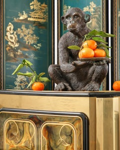 Bronze Monkey Sculpture with Dish