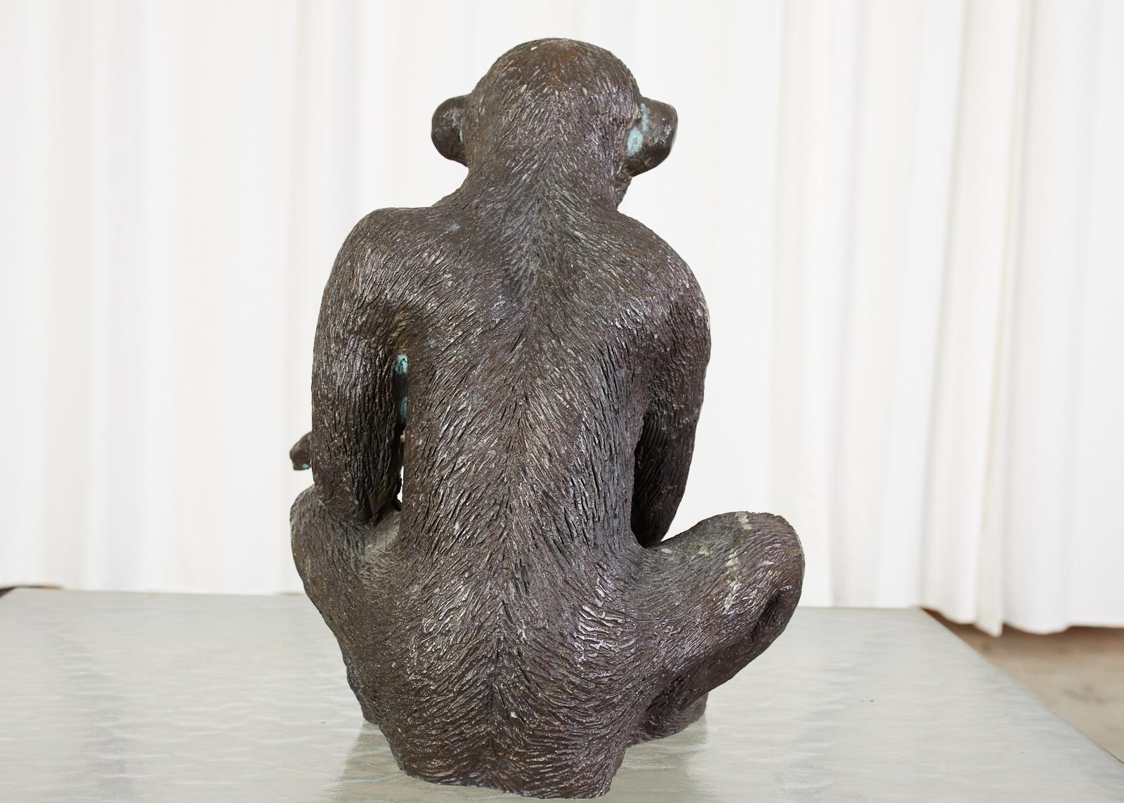 Bronze Monkey Sculpture with Dish 1
