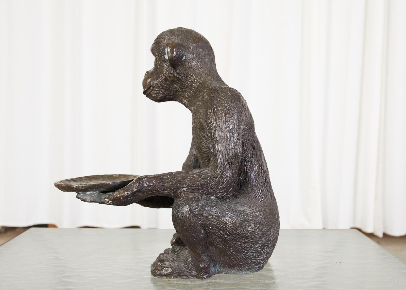 Bronze Monkey Sculpture with Dish 3