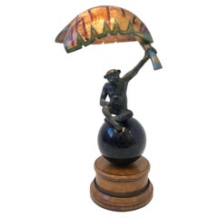 Bronze Monkey with Banana Leaf Table Lamp by Maitland Smith