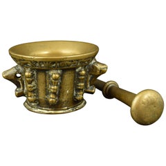 Bronze Mortar with "Costillas" ‘Rib Decorations’, with Pestle, 16th Century