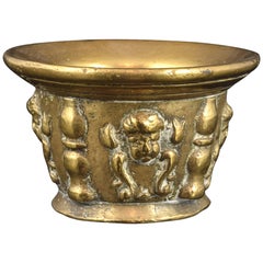 Bronze Mortar with Masks, 17th Century