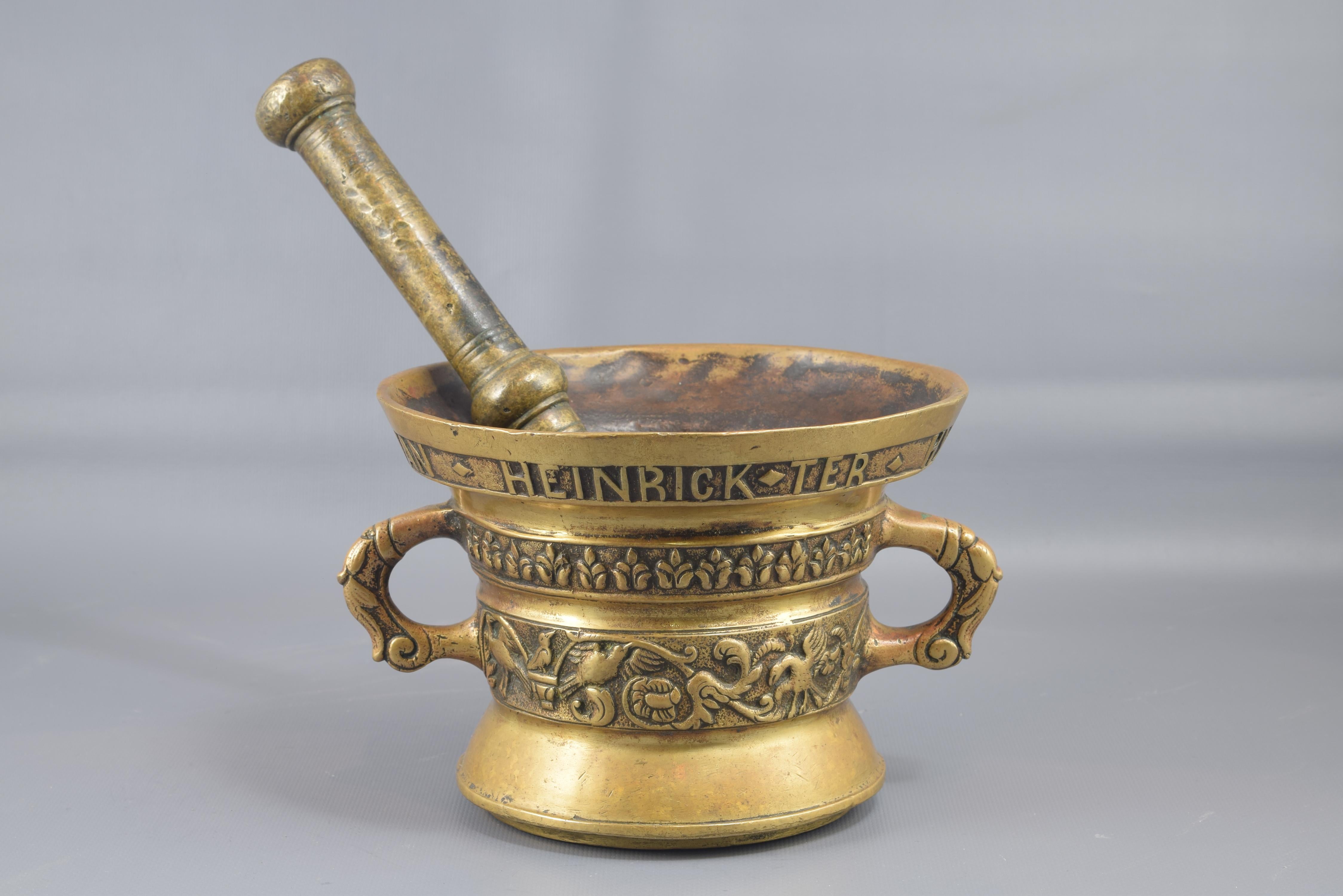 Bronze Mortar with Pestle, 20th Century, after Baroque Models 4