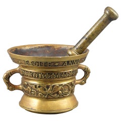Bronze Mortar with Pestle, 20th Century, after Baroque Models