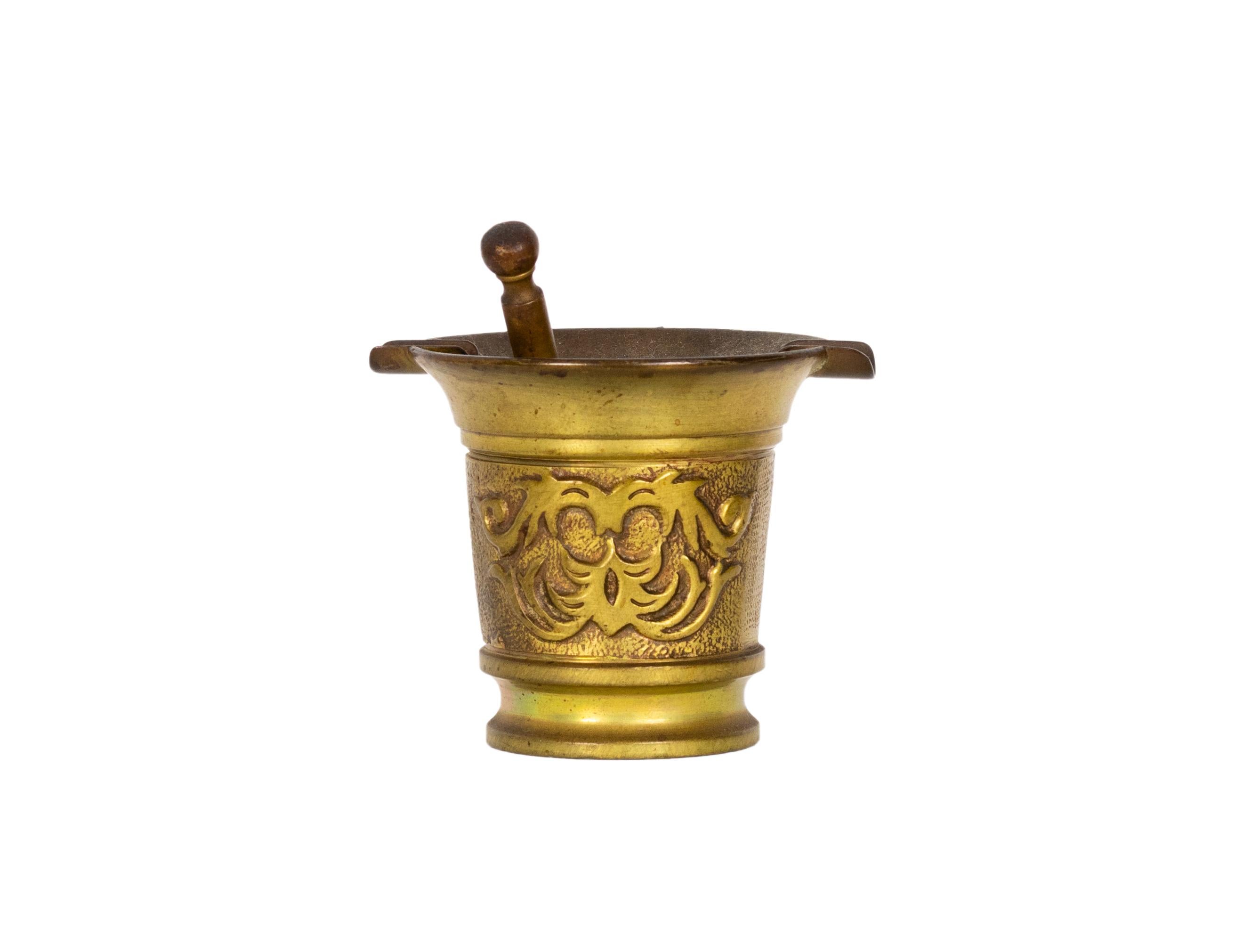 Baroque Revival Bronze Mortar with Pestle, 20th Century, Antral Pharmaceutical For Sale