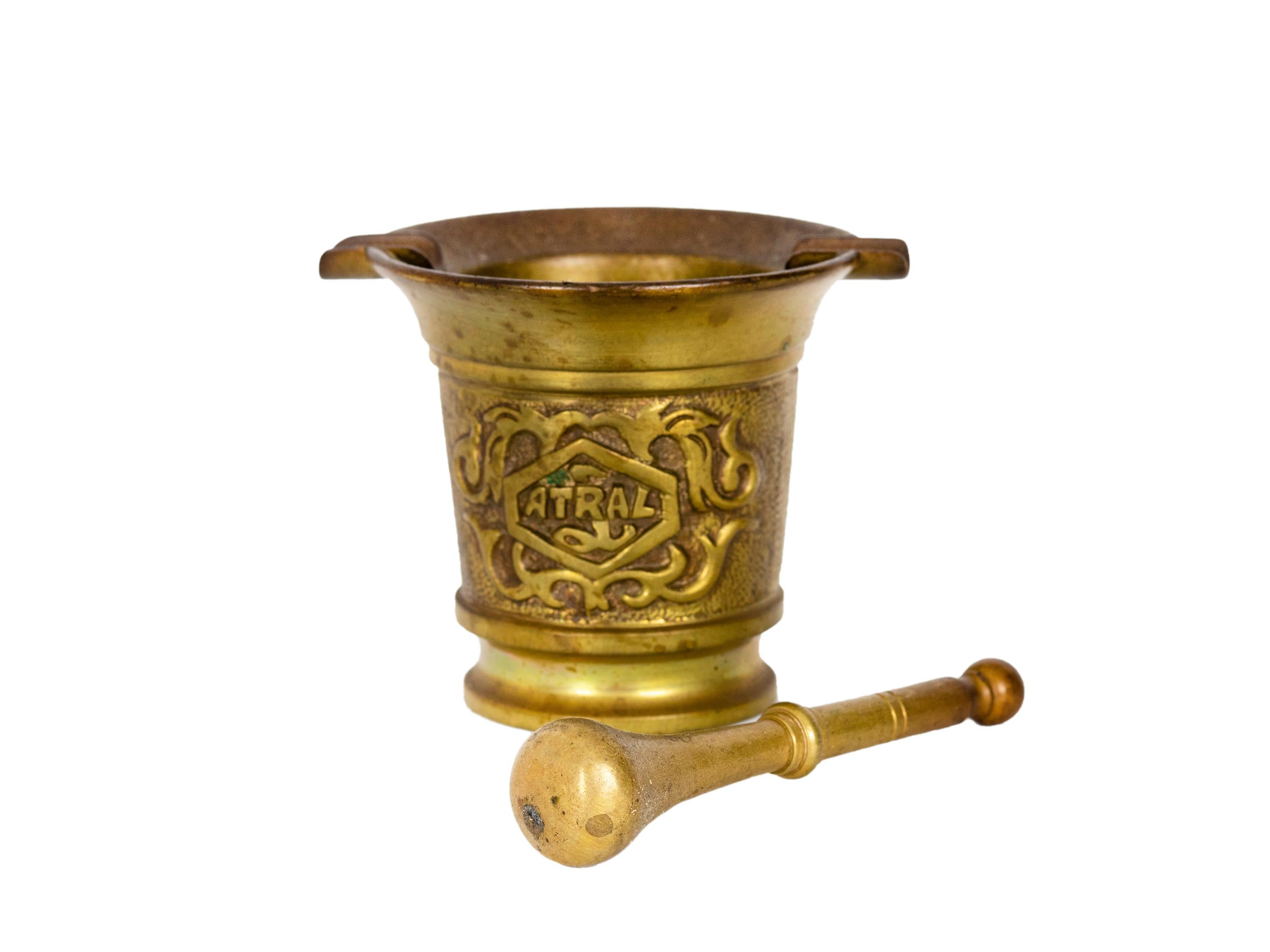 Bronze Mortar with Pestle, 20th Century, Antral Pharmaceutical In Good Condition For Sale In Lisbon, PT