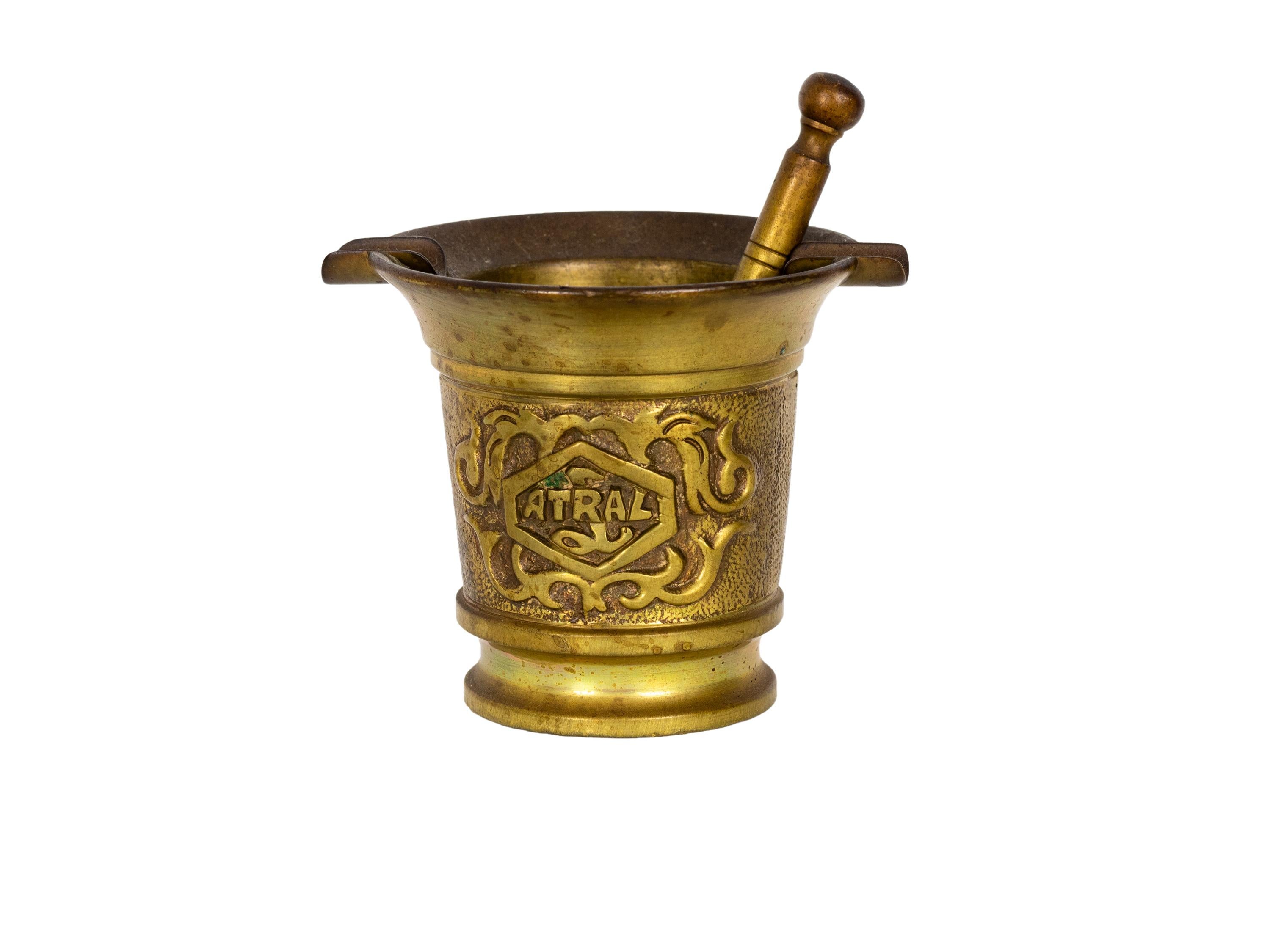 Bronze Mortar with Pestle, 20th Century, Antral Pharmaceutical For Sale 1
