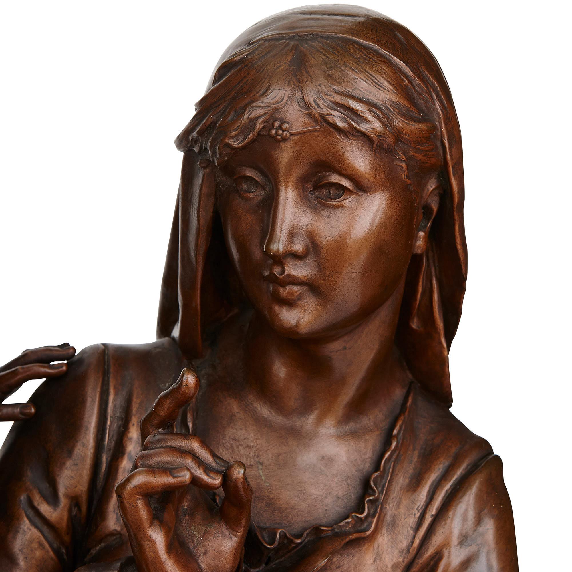 Renaissance Bronze Mother and Child by Faure De Brousse For Sale