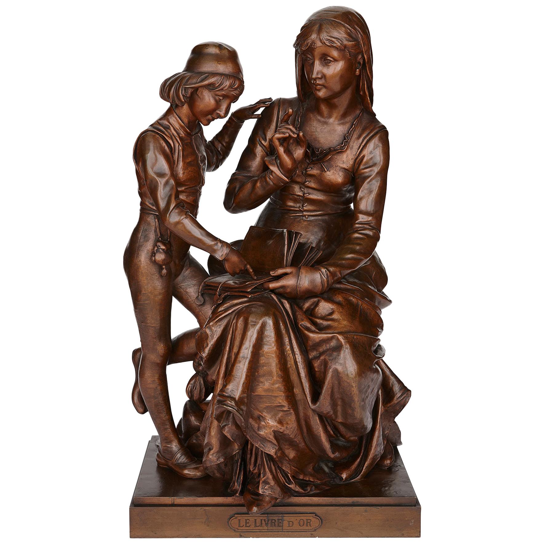Bronze Mother and Child by Faure De Brousse For Sale