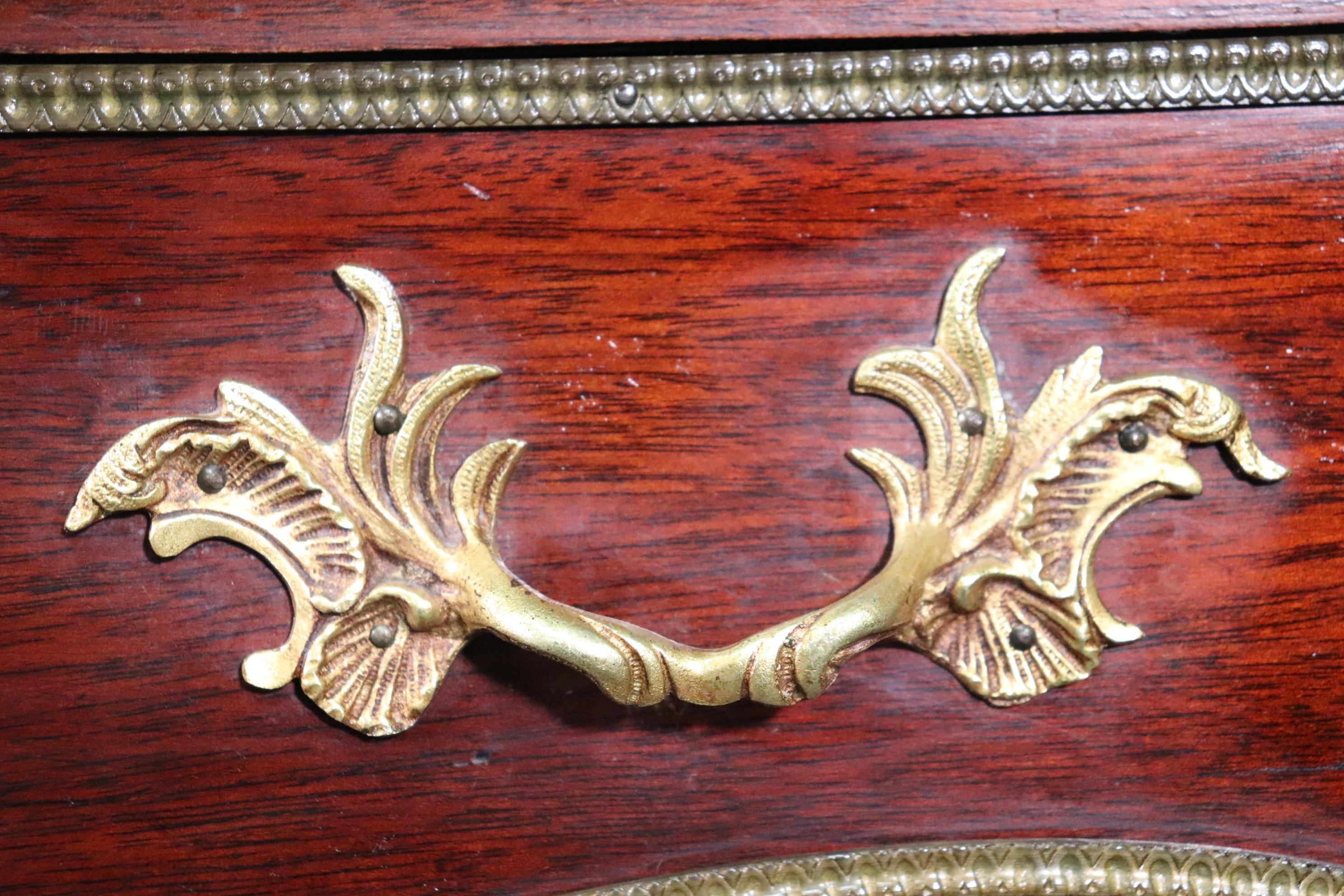 Bronze Mounted Antique French Louis XV Leather Top Bureau Plat Writing Desk 7