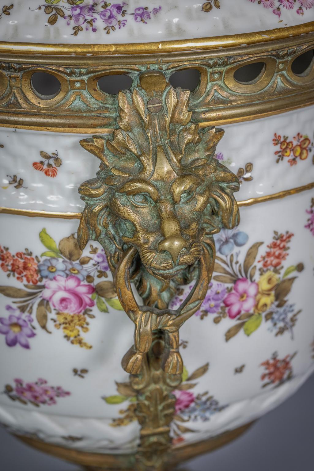 Bronze Mounted Berlin Porcelain Covered Centerpiece, circa 1875 In Good Condition For Sale In New York, NY