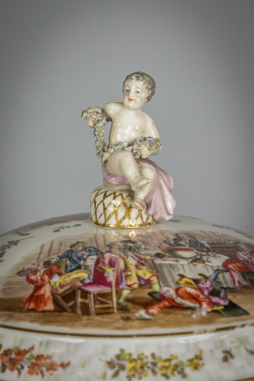 Late 19th Century Bronze Mounted Berlin Porcelain Covered Centerpiece, circa 1875 For Sale