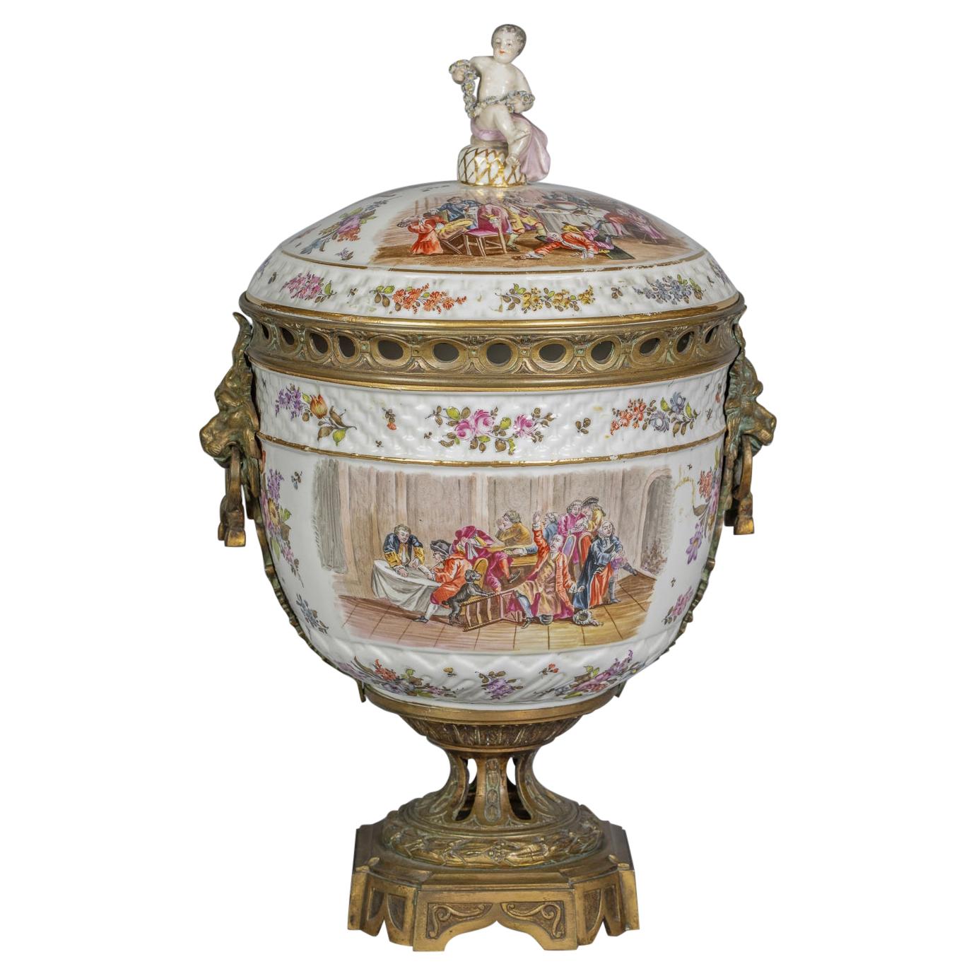 Bronze Mounted Berlin Porcelain Covered Centerpiece, circa 1875 For Sale