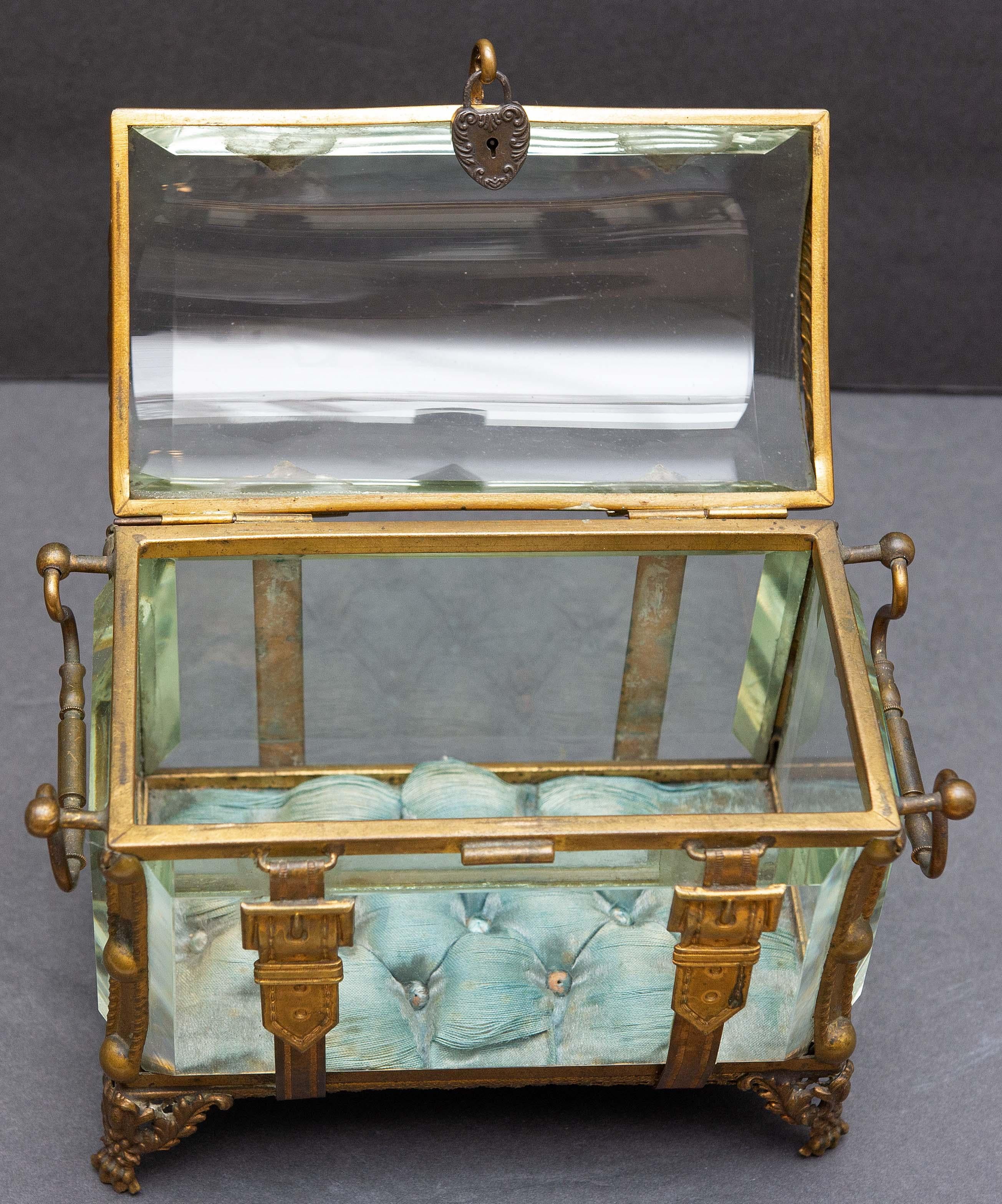 Bronze Mounted Beveled Glass Decorative Box 19th Century In Good Condition In Rochester, NY