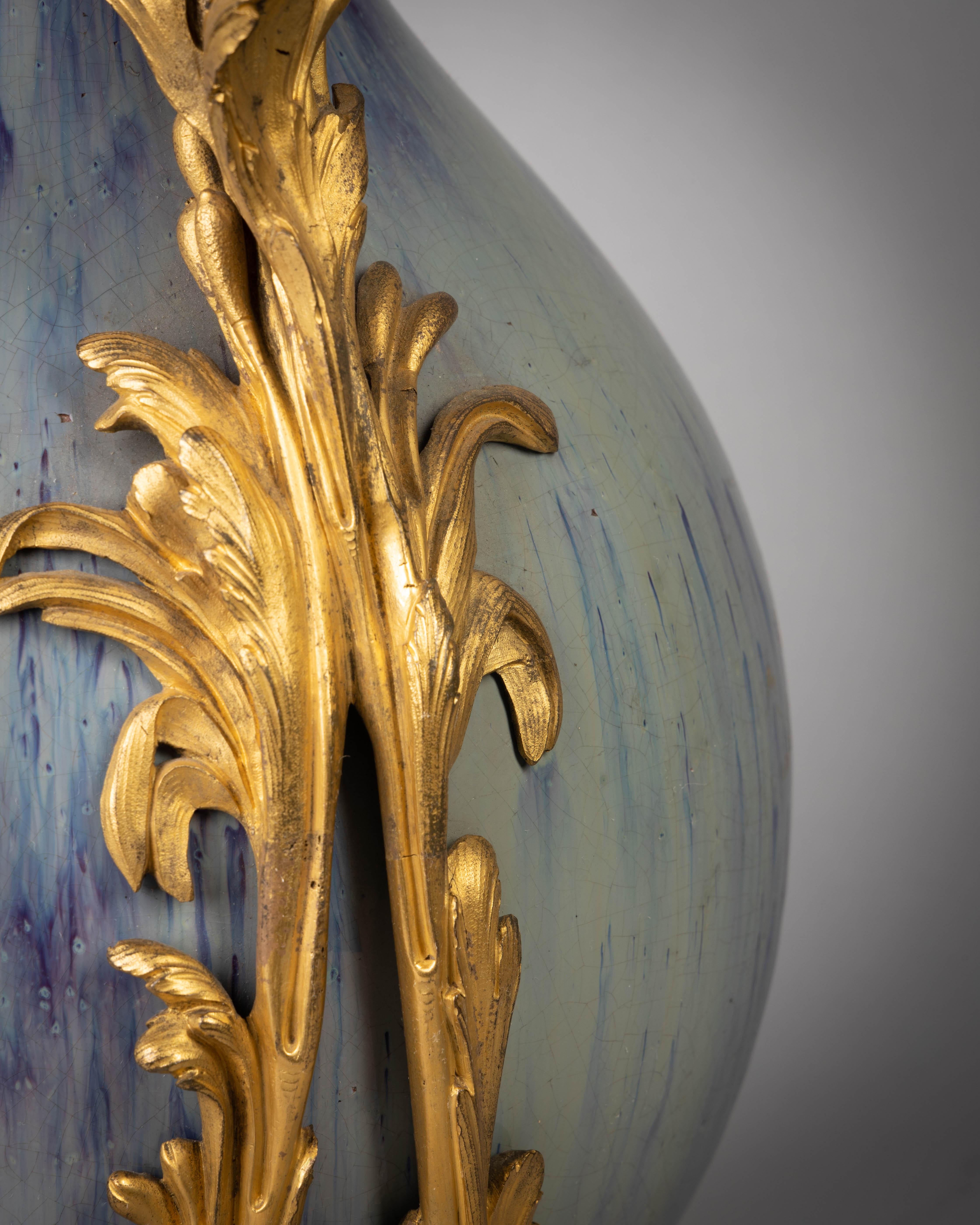 Bronze Mounted Chinese Porcelain Flambé Vase, circa 1780 In Good Condition In New York, NY