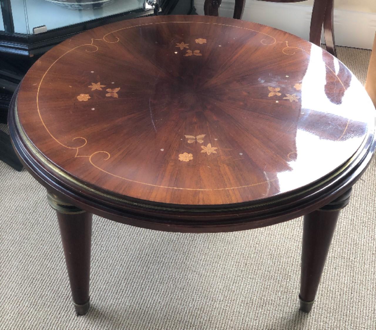 Early 20th Century Bronze Mounted Circular Low Table, by Jules Leleu For Sale
