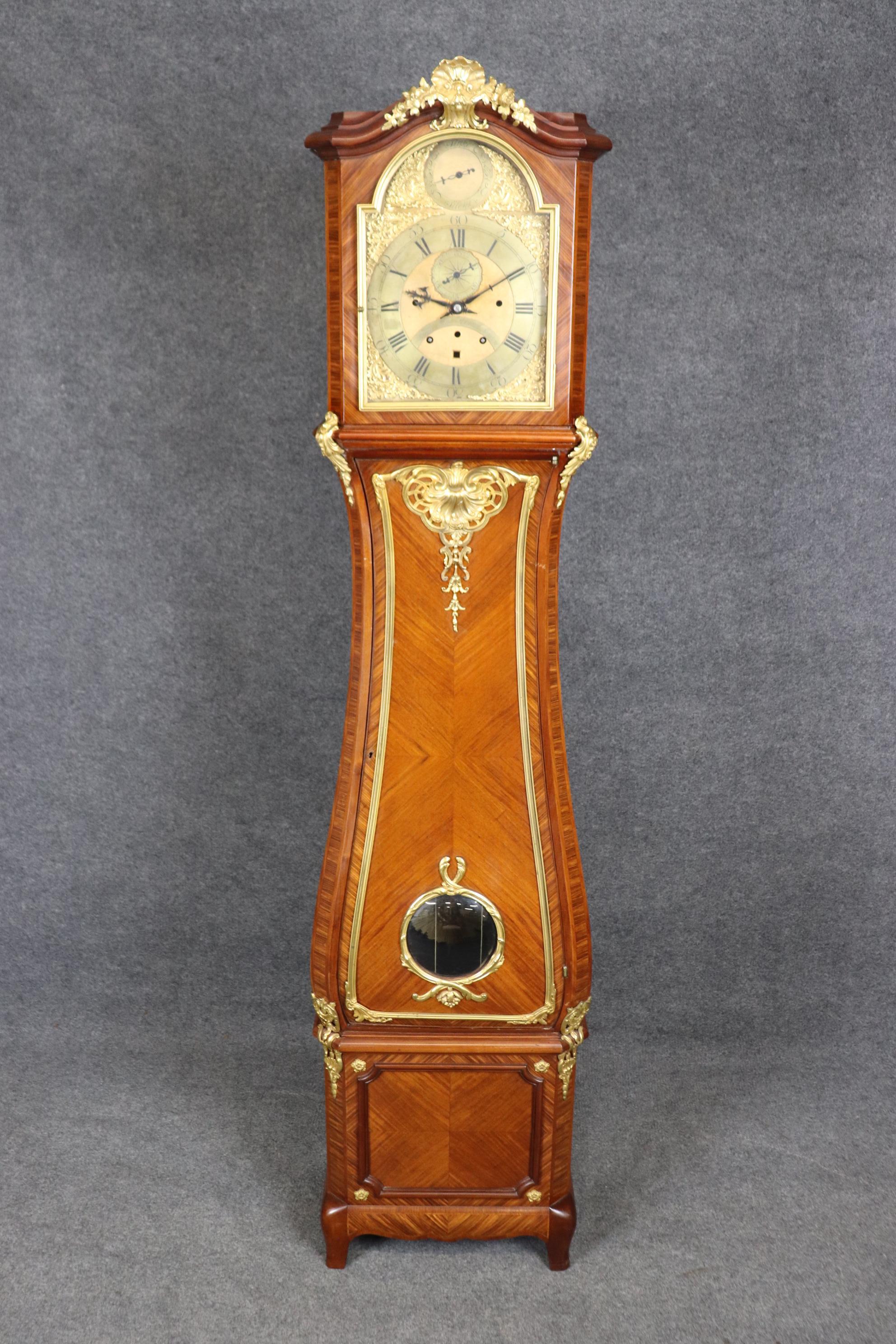 Horloge de grand-père Louis XV de la Maison Forest en bois de rose montée sur bronze 3
