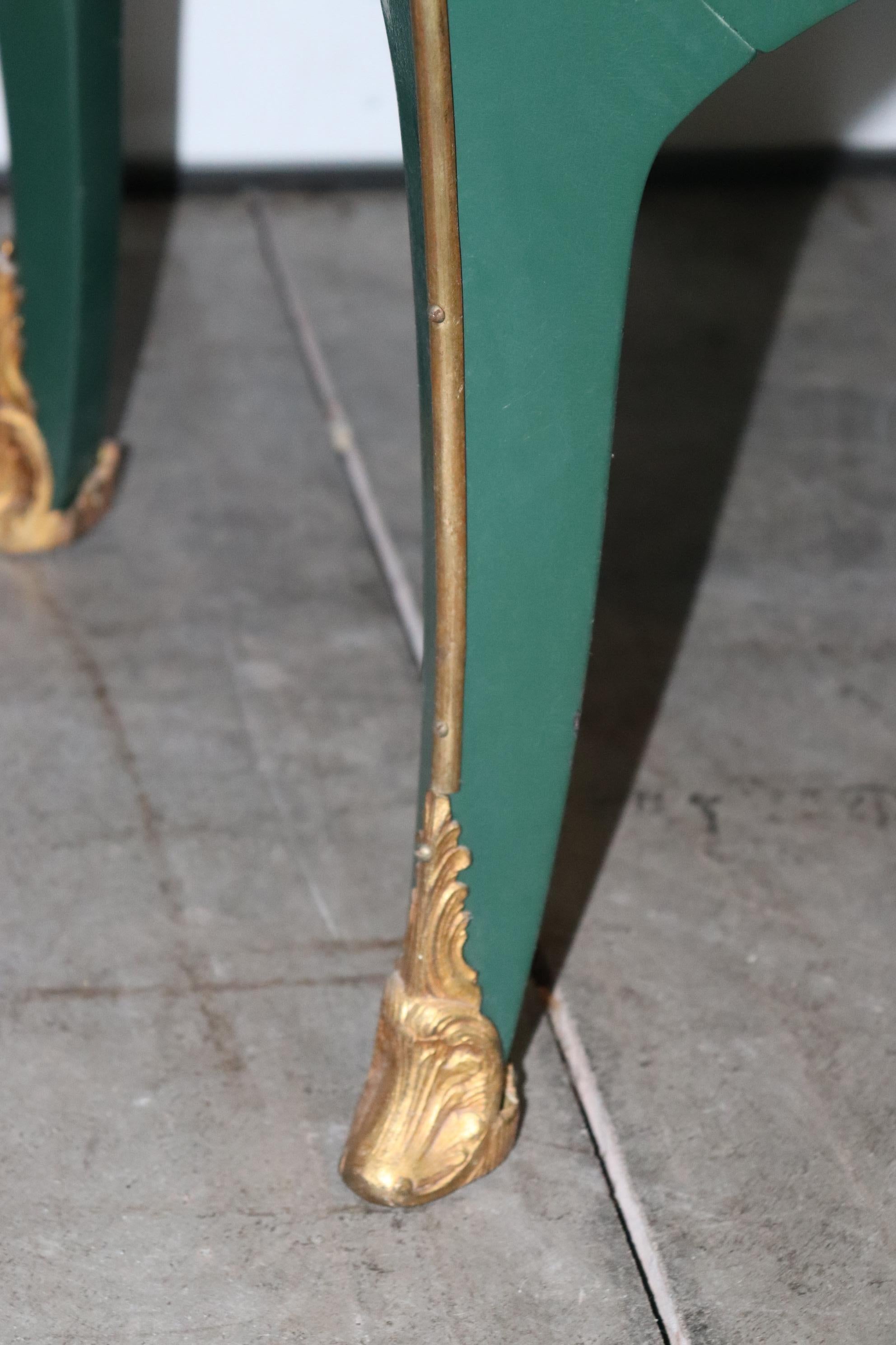 Bronze Mounted French Louis XV Style Green Chinoiserie Floral Painted Commode 7