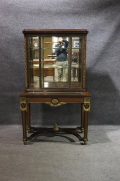 Bronze Mounted French Louis XVI Style Vitrine Display Cabinet