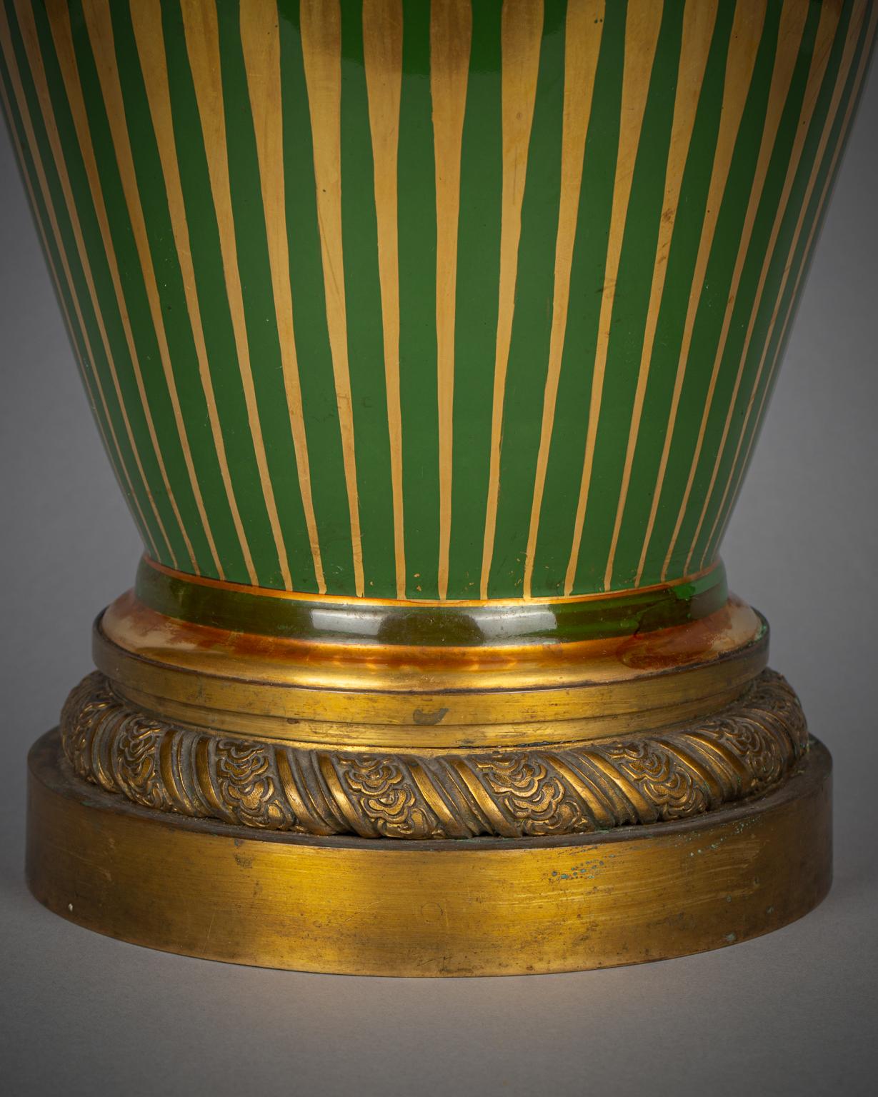 Bronze Mounted French Porcelain Limoges Vase, circa 1890 In Good Condition For Sale In New York, NY