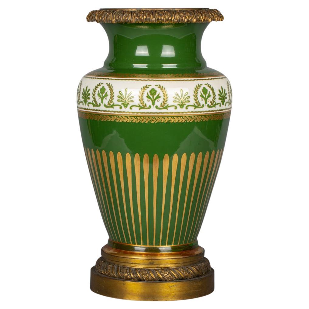 Bronze Mounted French Porcelain Limoges Vase, circa 1890 For Sale