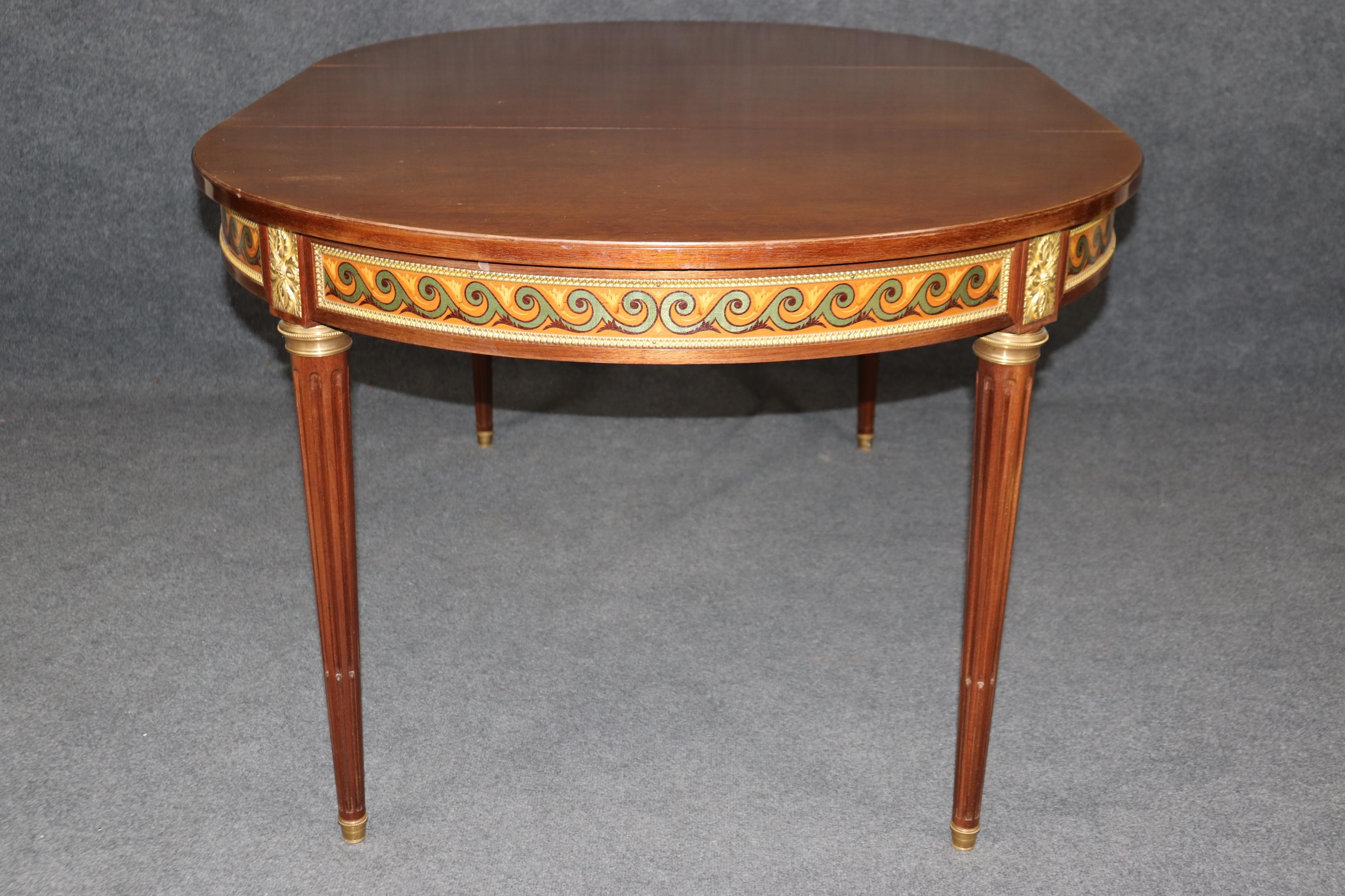 Bronze Mounted French Walnut Louis XVI Style Dining Table with 3 Leaves For Sale 6