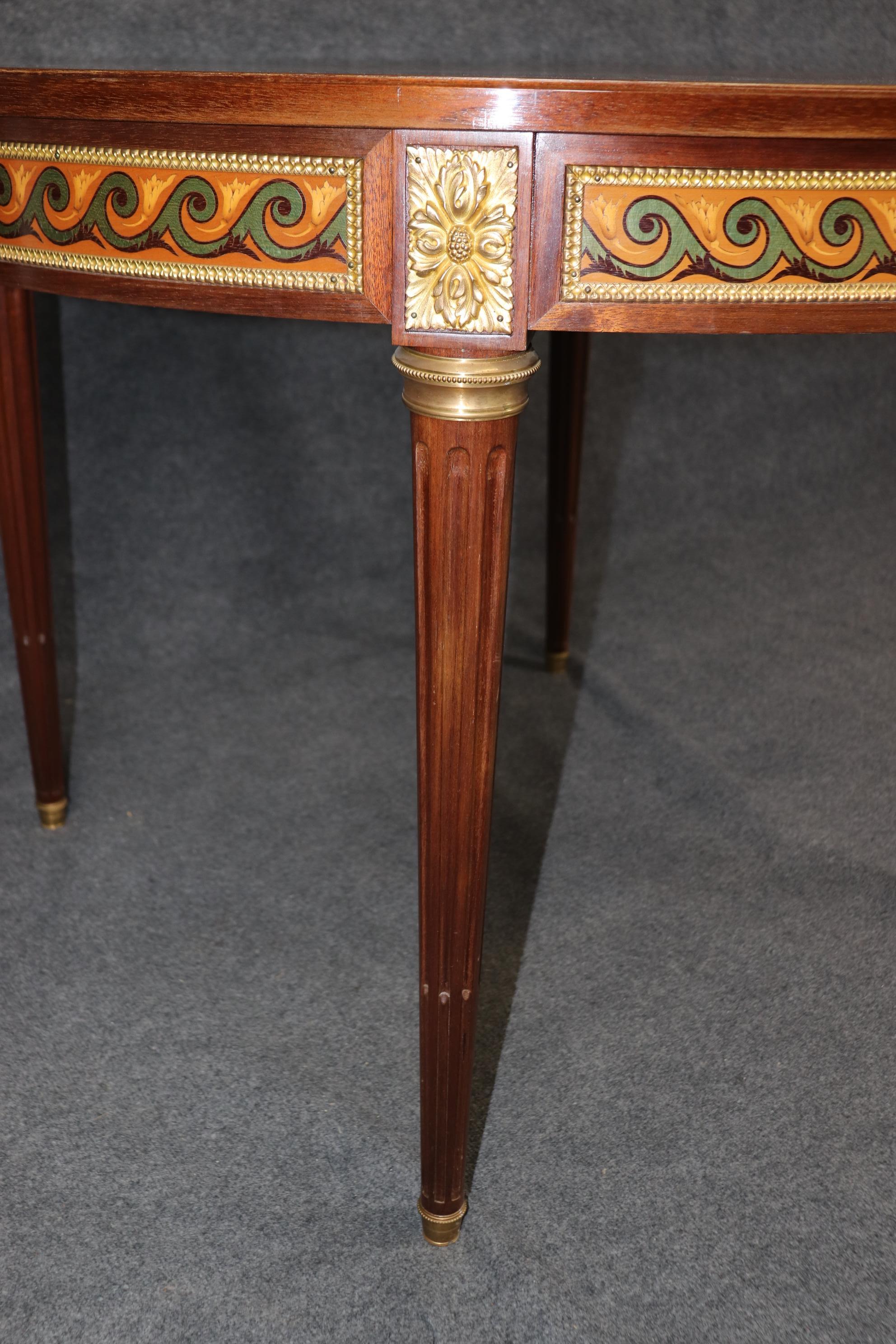Bronze Mounted French Walnut Louis XVI Style Dining Table with 3 Leaves For Sale 9