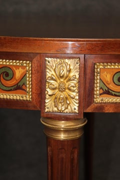 Bronze Mounted French Walnut Louis XVI Style Dining Table with 3 Leaves