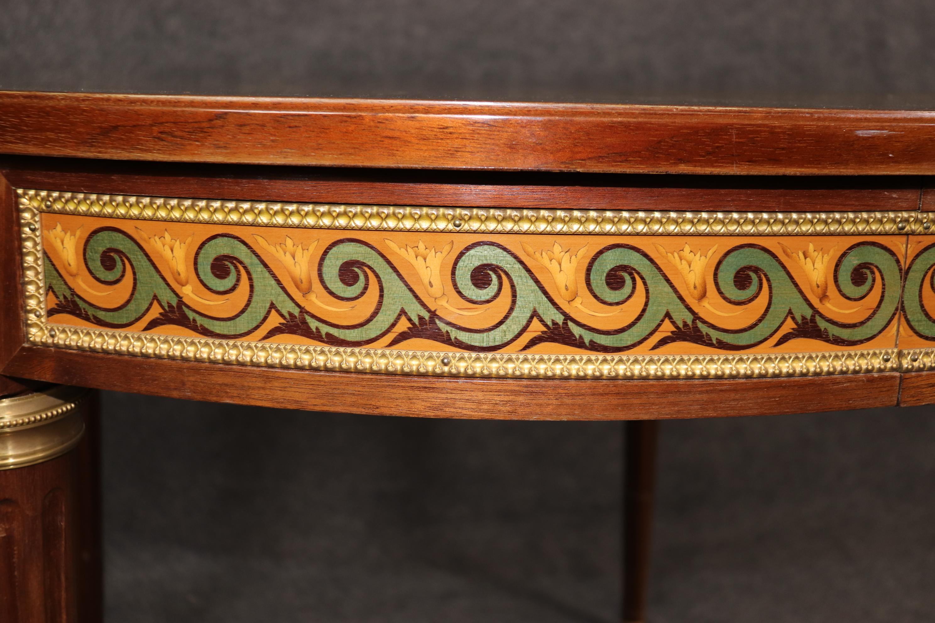 Bronze Mounted French Walnut Louis XVI Style Dining Table with 3 Leaves For Sale 1