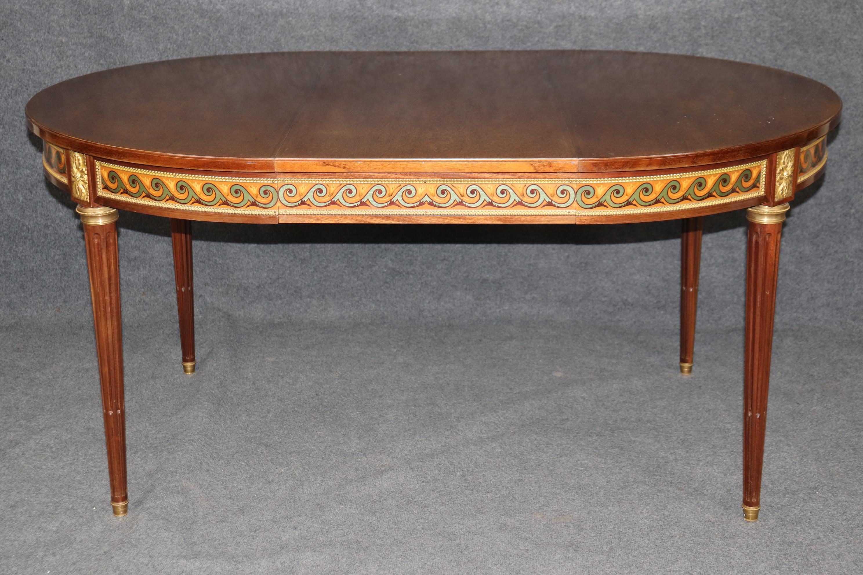 Bronze Mounted French Walnut Louis XVI Style Dining Table with 3 Leaves For Sale 3
