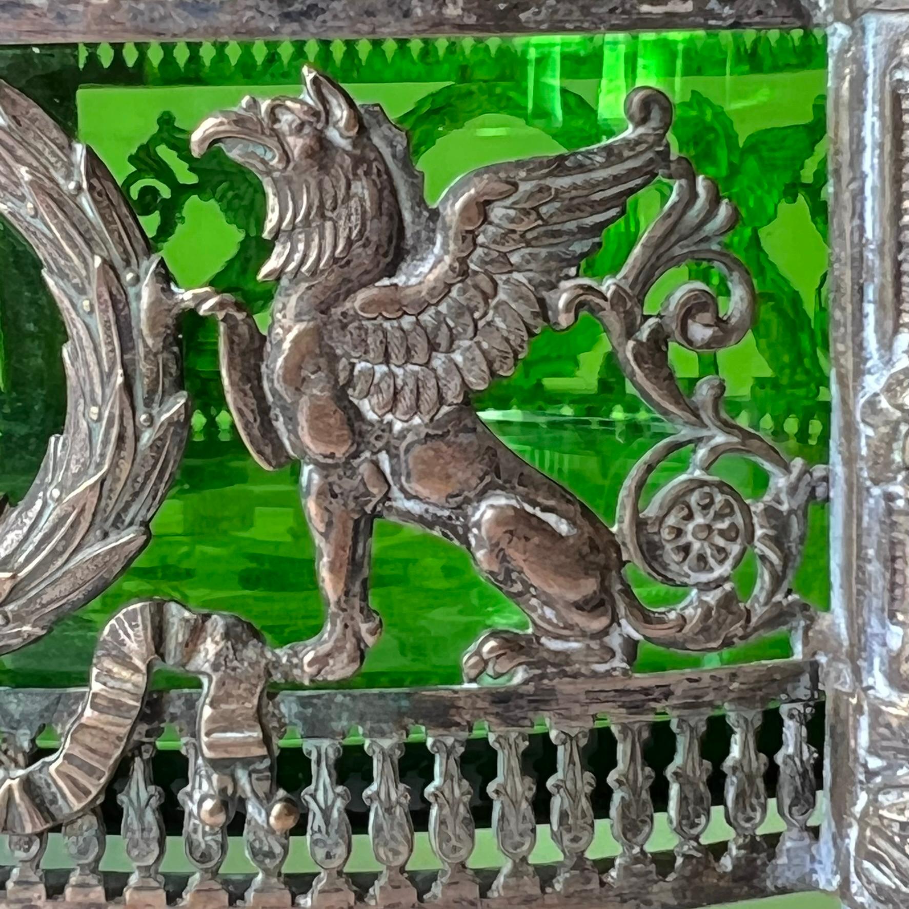 Bronze Mounted Green Glass Bowl in French Empire Style 4