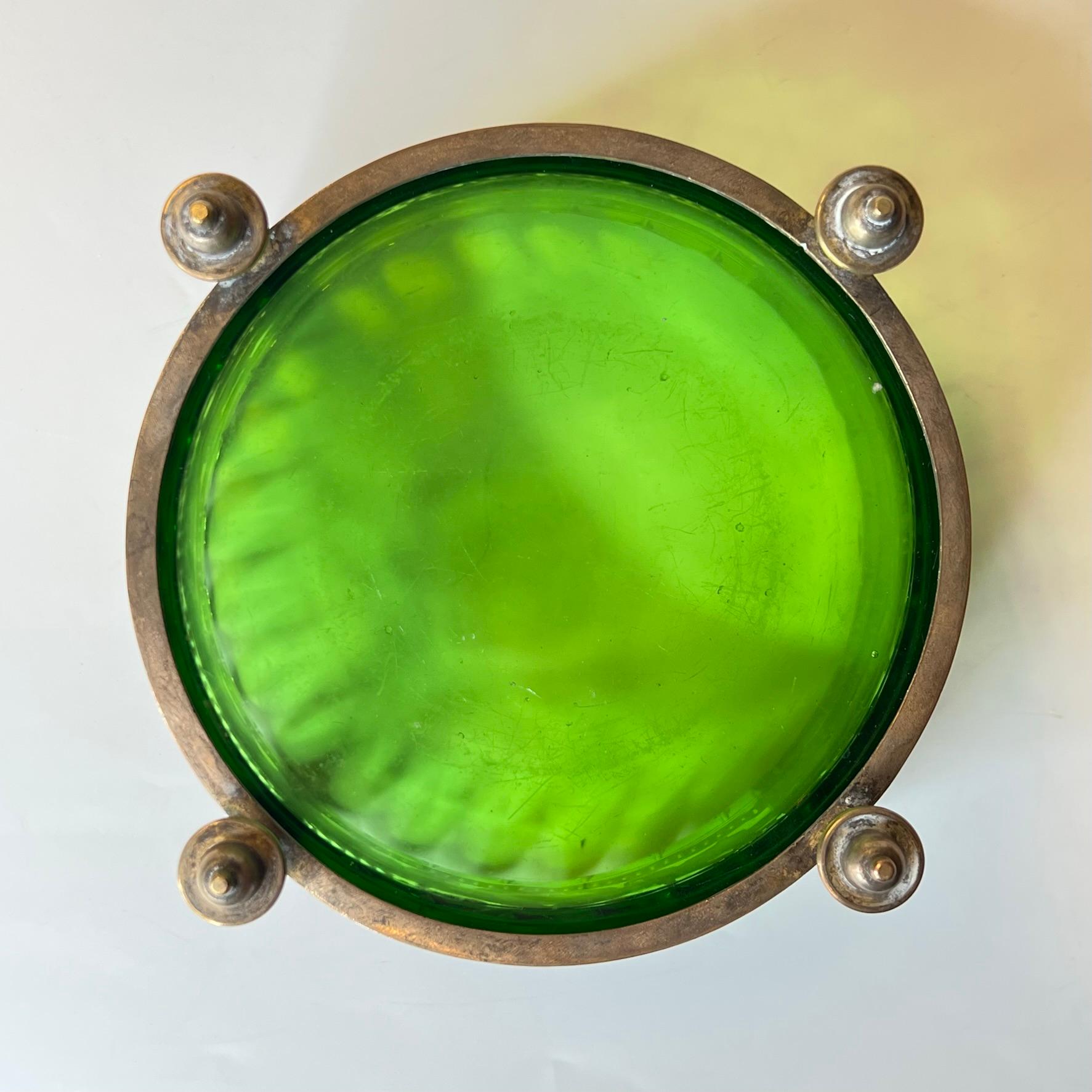 Bronze Mounted Green Glass Bowl in French Empire Style 8