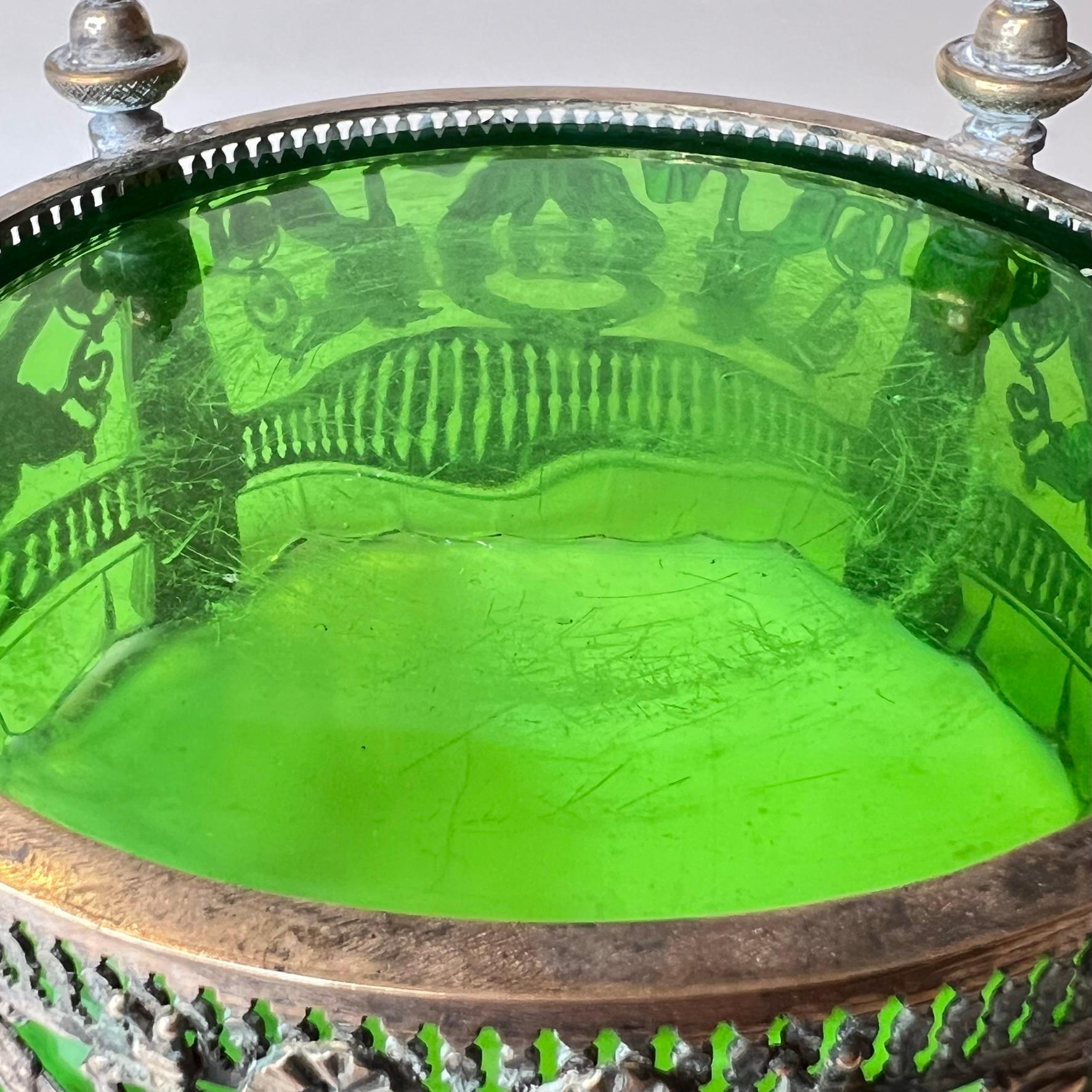 Bronze Mounted Green Glass Bowl in French Empire Style 9