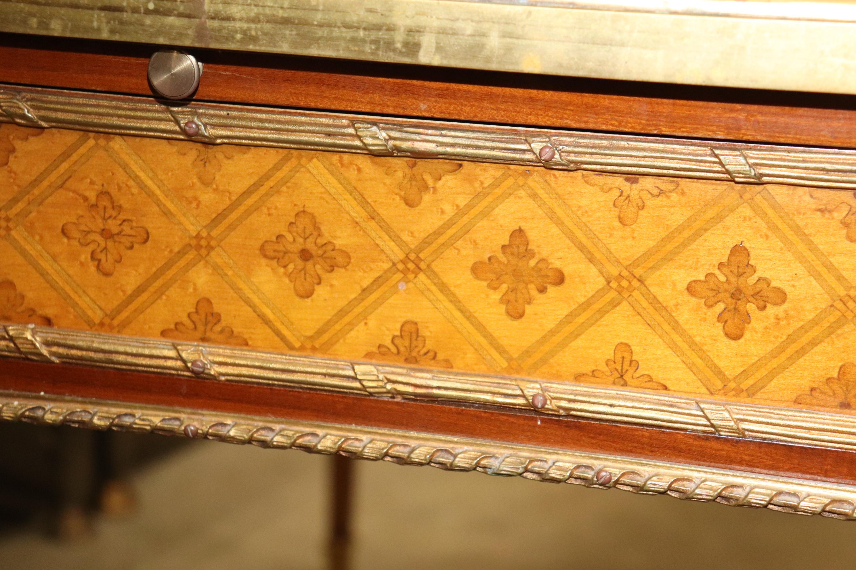 Bronze Mounted Leather Top Inlaid Kingwood Directoire Bureau Plat Writing Desk 10