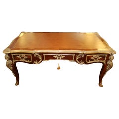 Bronze Mounted Louis XV French Style Kingwood Writing Desk Bureau Plat