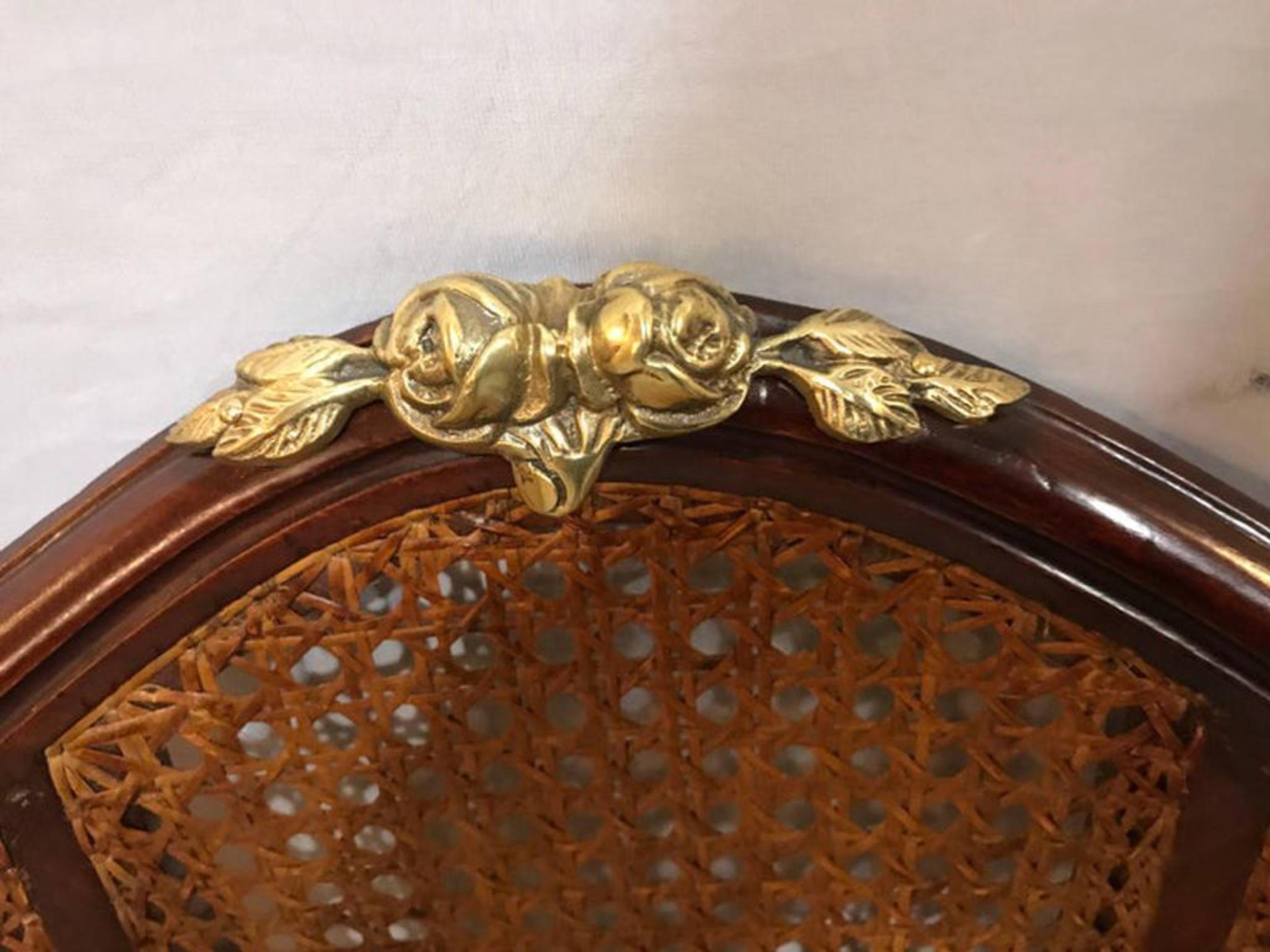 Pair of fine bronze-mounted Louis XVI style dining chairs. This is a simply magnificent set of Maison Jansen solid mahogany dining chairs each having all-over bronze mounts. This pair having recently been cleaned and the wood French Polished. The